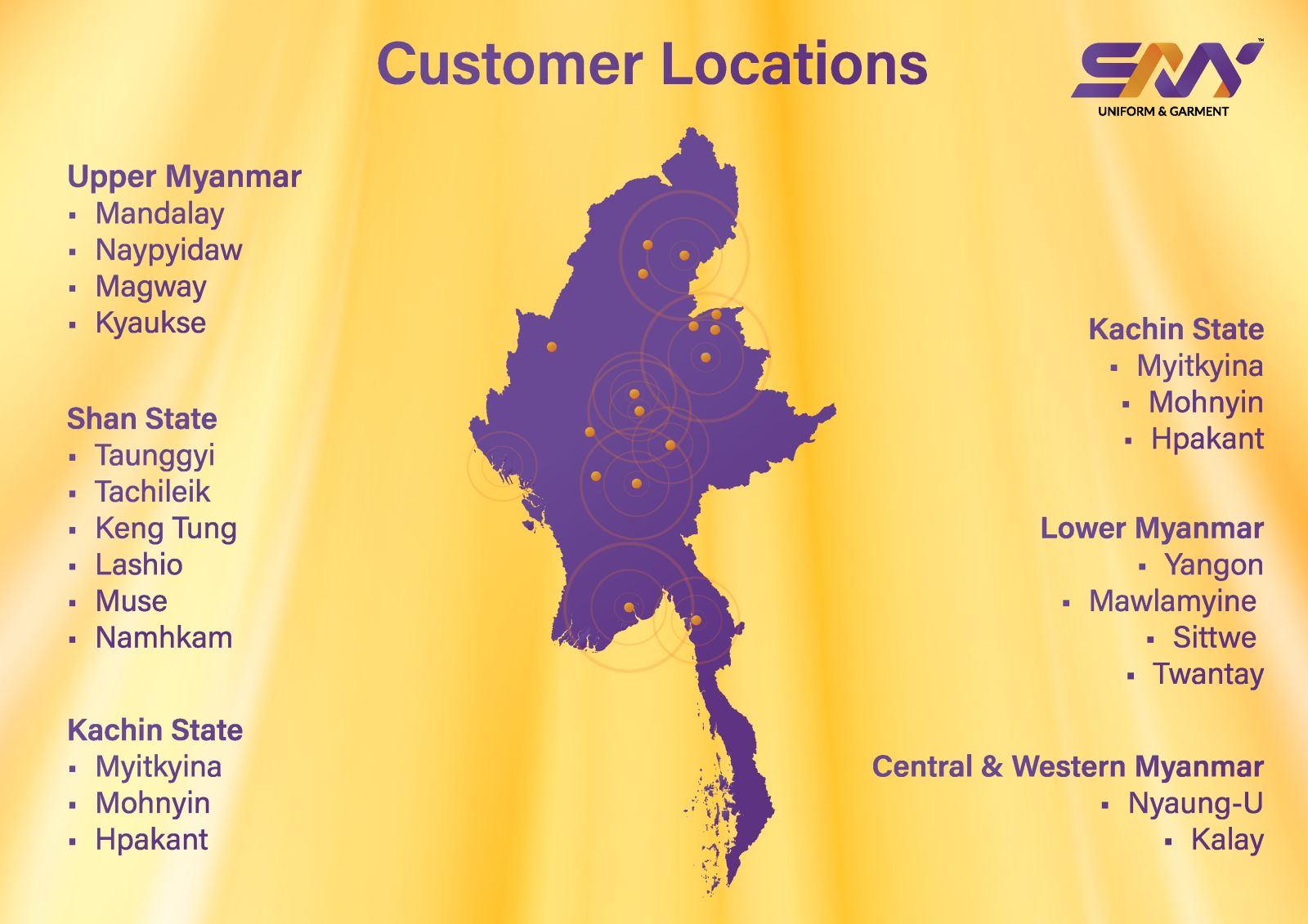 Customer Locations - SNY Uniform & Garment